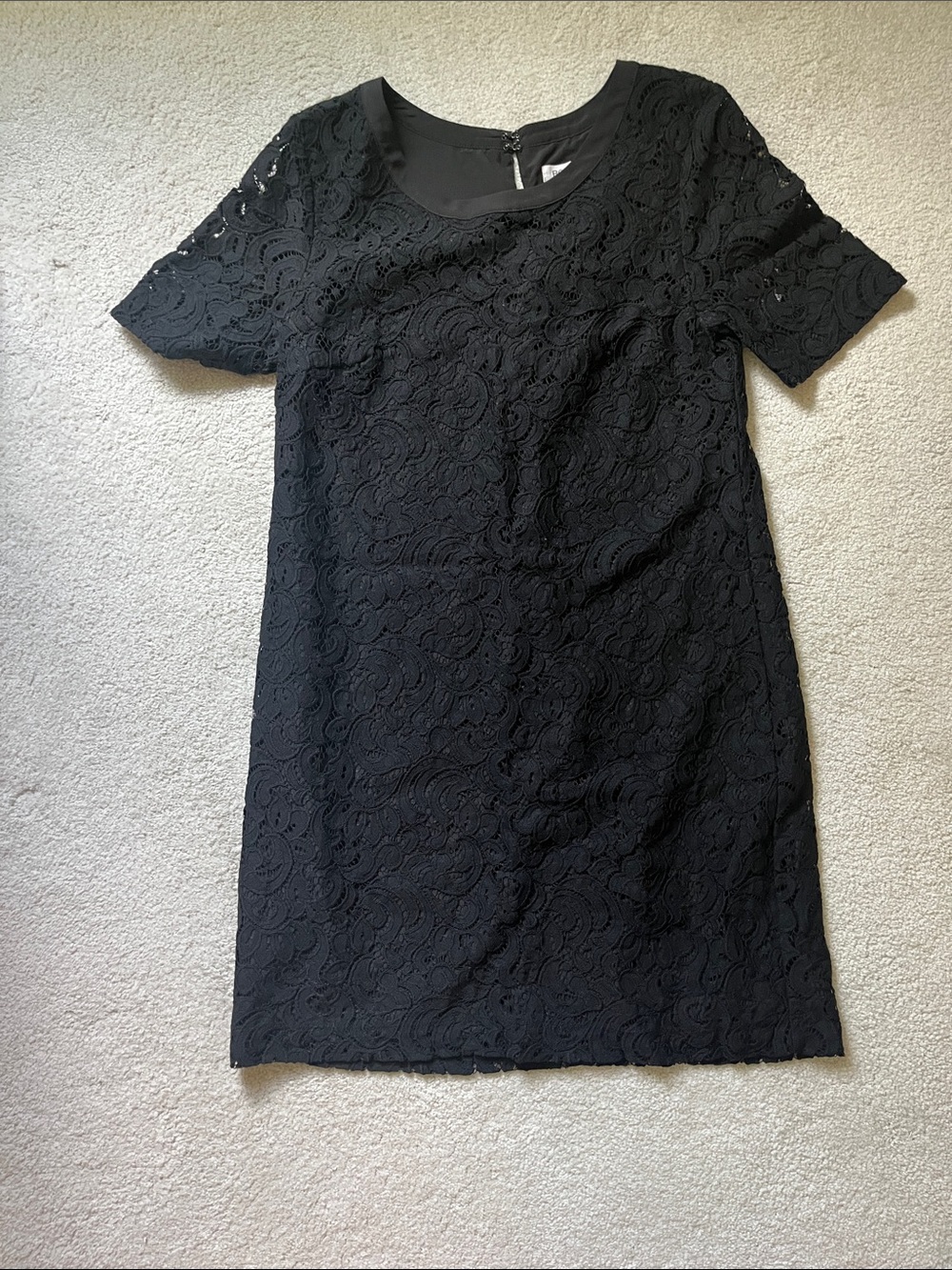 BCBGeneration Black Lace Short-Sleeve Shift Dress